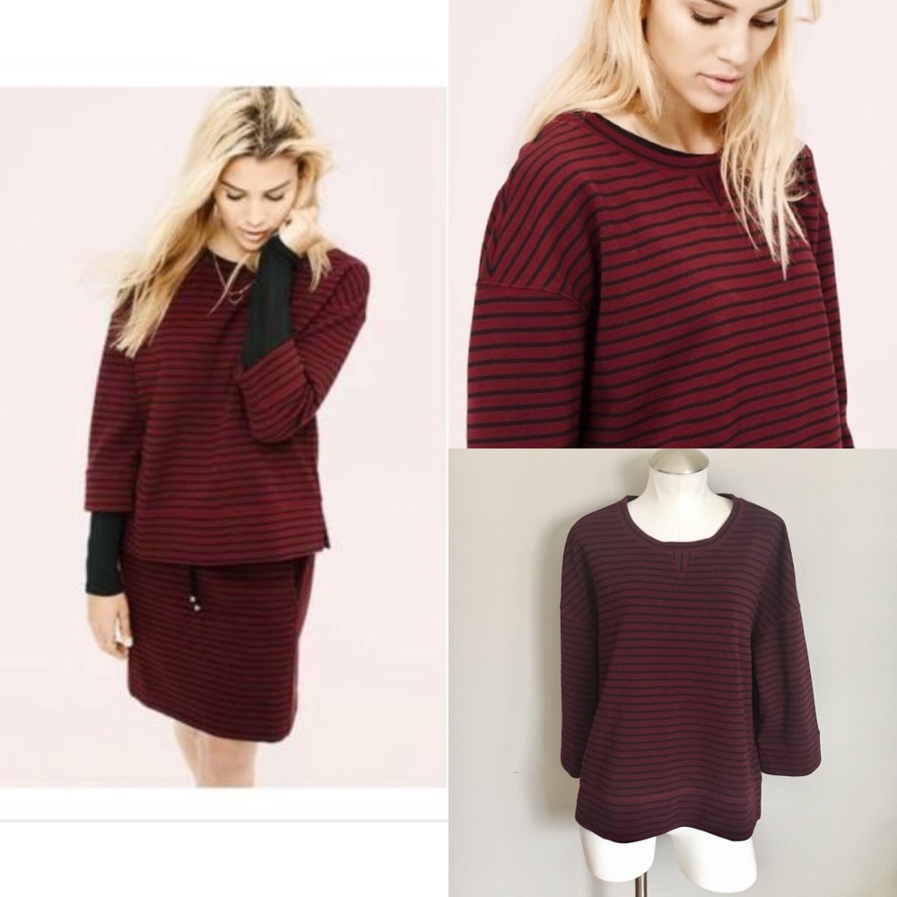 Lou & Grey Ottoman Ridge Striped Crew Neck Popover